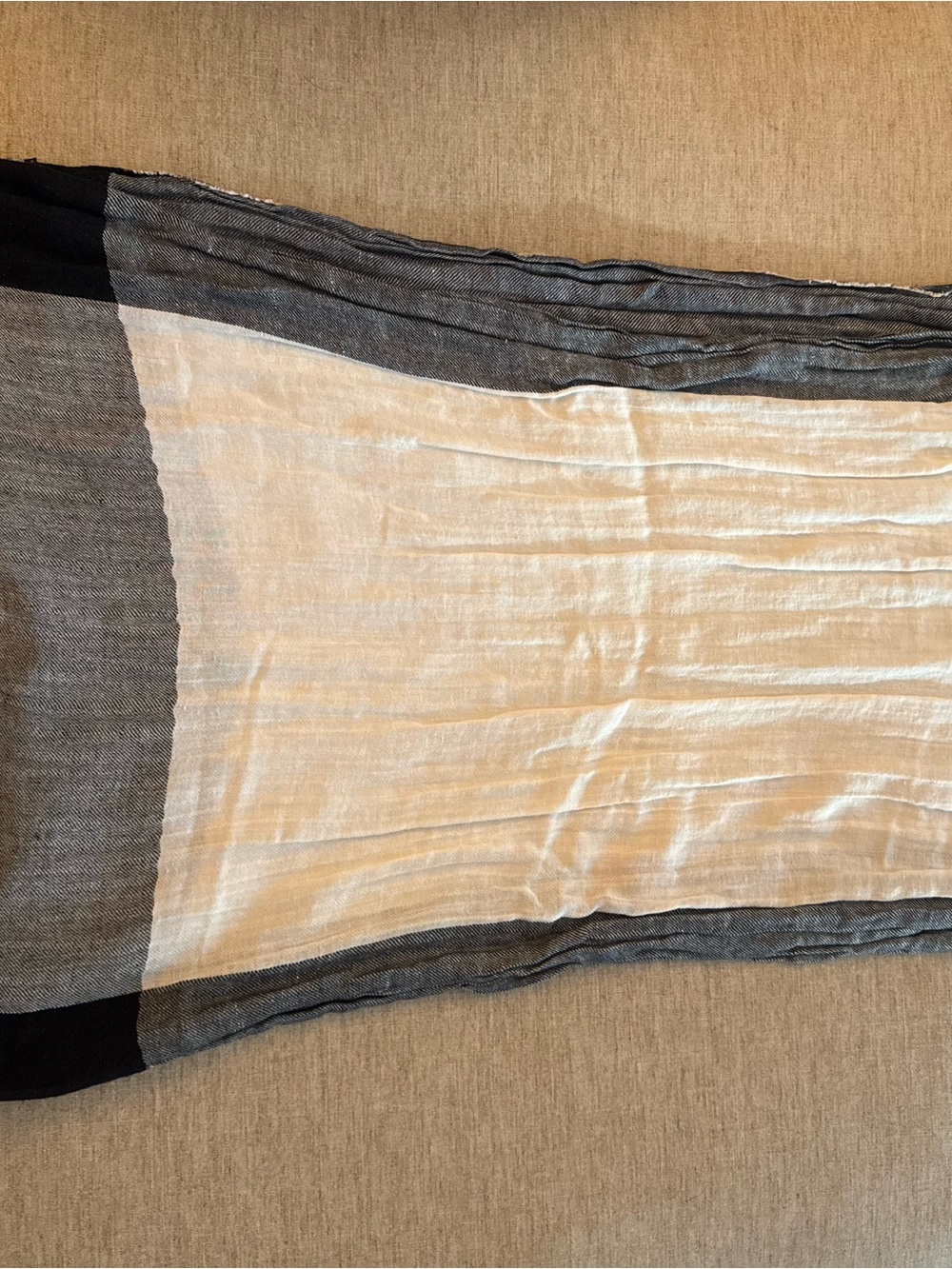 Banana Republic Cream and Gray Lightweight Colorblock Scarf